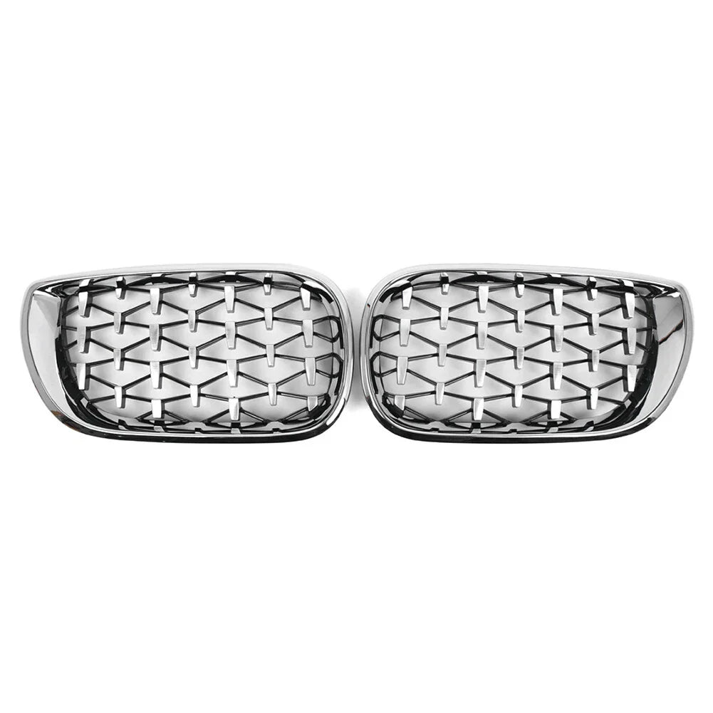 Pair Front Kidney Grille for BMW E46 4D (2002-2005) Chrome Diamond Style