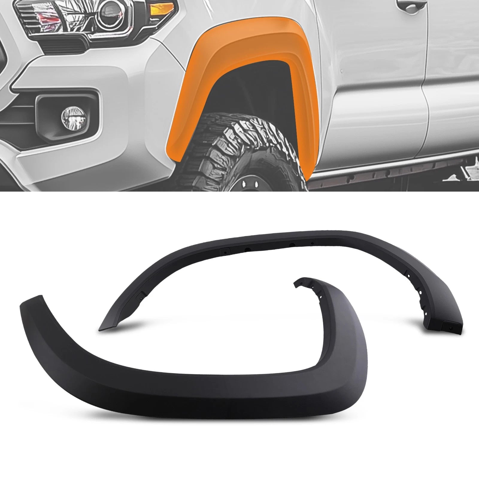 Rear Fender Flare Extension Kit for Toyota Tacoma (2016–2023) Black