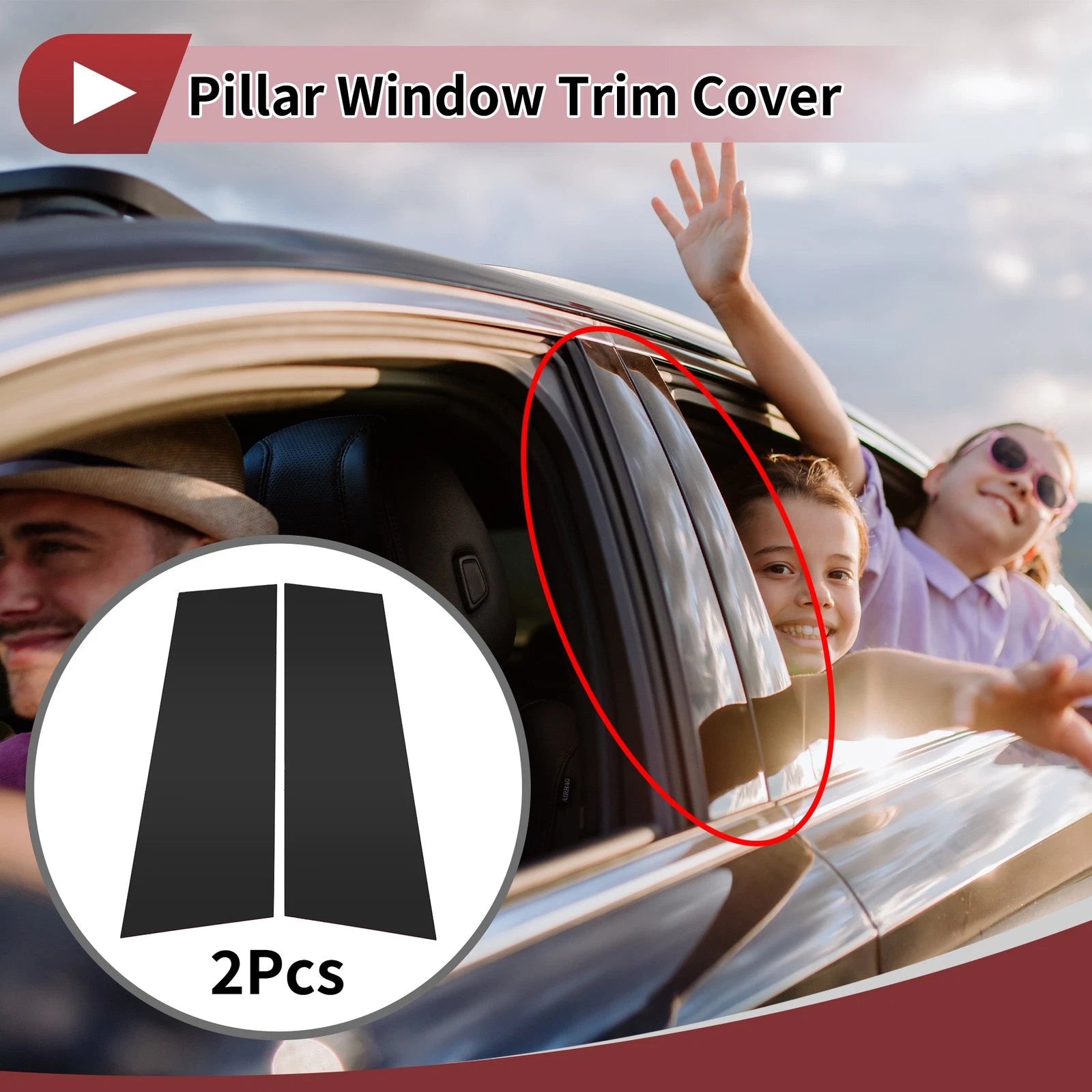 2 Pcs Car Door Pillar Window Trim for Volkswagen CC (2009–2018) Black