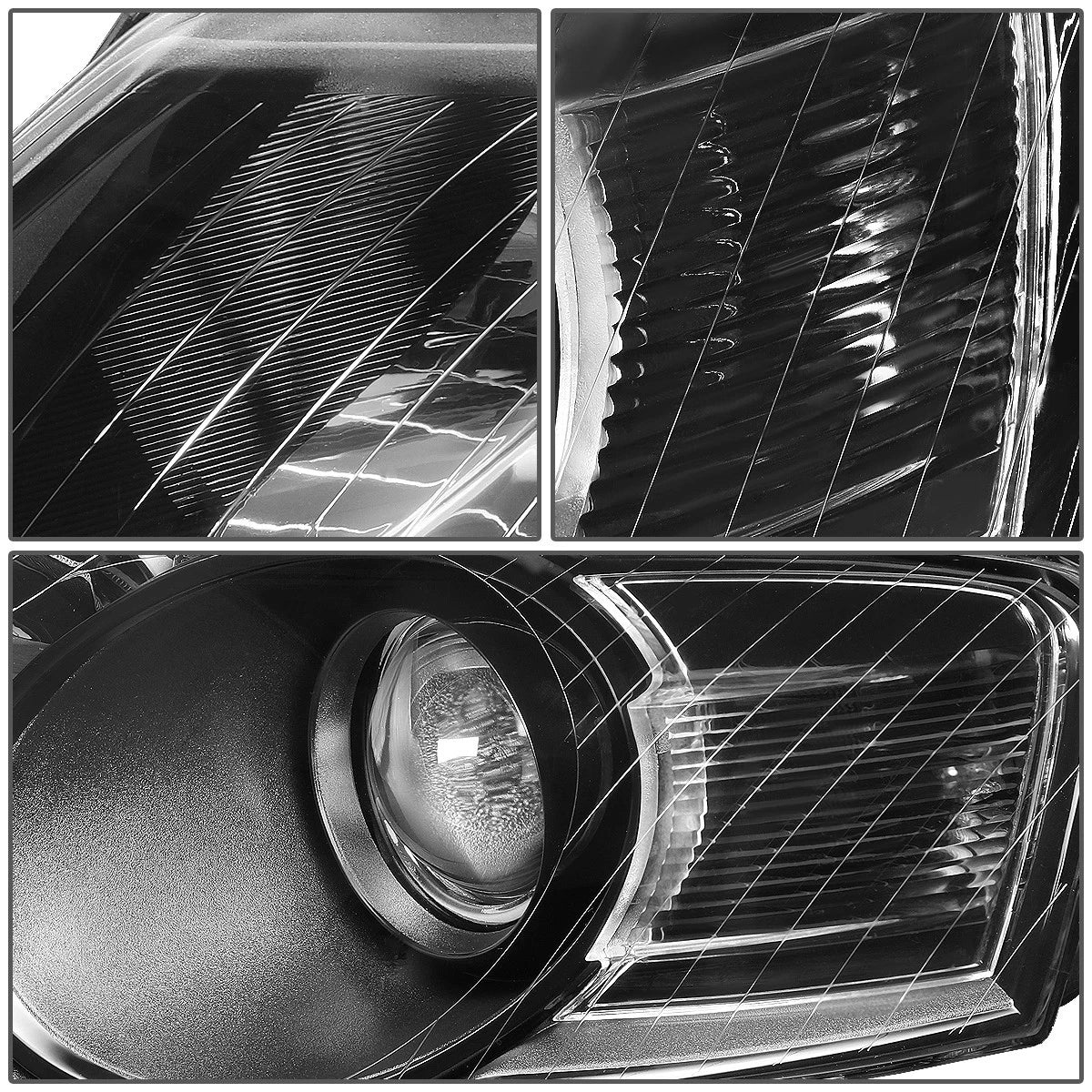 Pair of Projector Headlights for VW Passat (2006–2010) - Black Housing