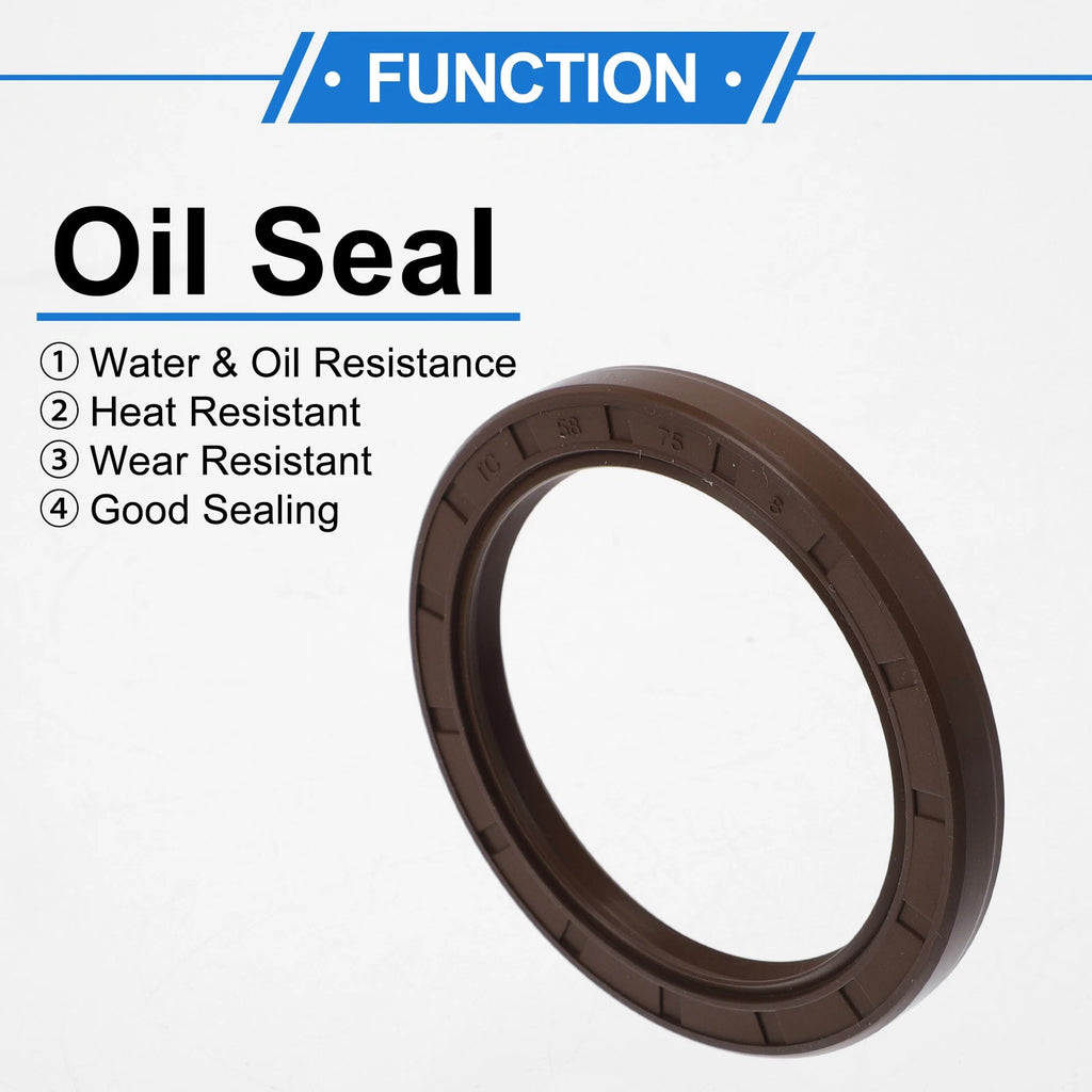 2X Oil Seal Rotary Shaft Seal FKM Rubber 58x75x8mm for Various Models