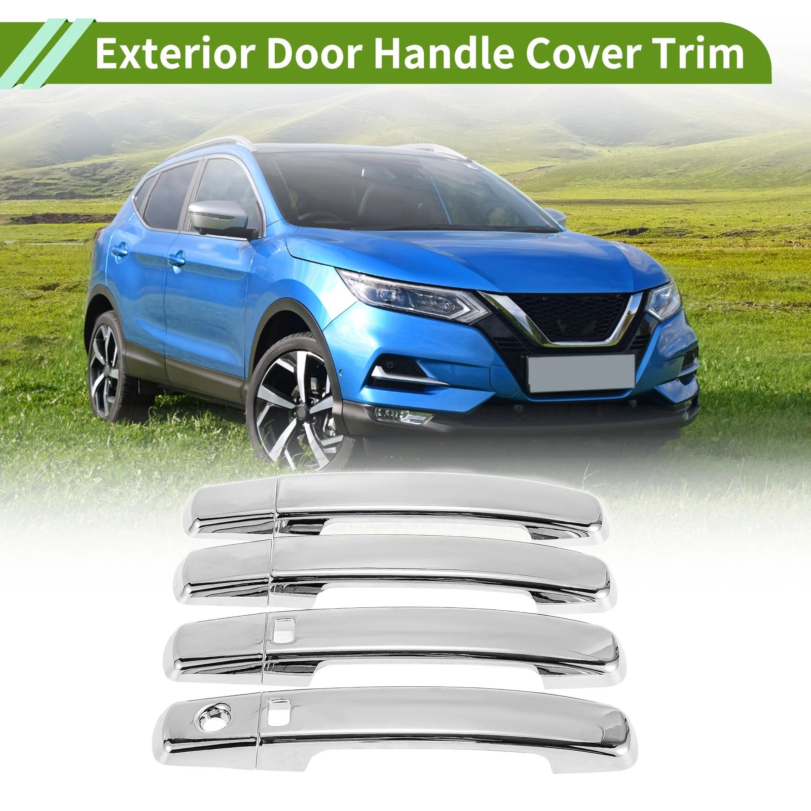 Set of 8 Electroplated Exterior Trim for Nissan Qashqai (2007–2013)