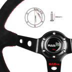 Suede Leather Steering Wheel 345mm Deep Dish for Universal Fit