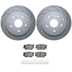 Rear Brake Kit 281mm Drilled Rotors & Akebono ProACT Pads for HS250h RAV4 (2010–2012)