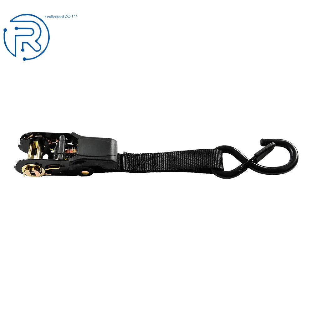 Set of 4 Black Ratchet Straps 2200 LB with Safety Lock S Hooks 15 FT