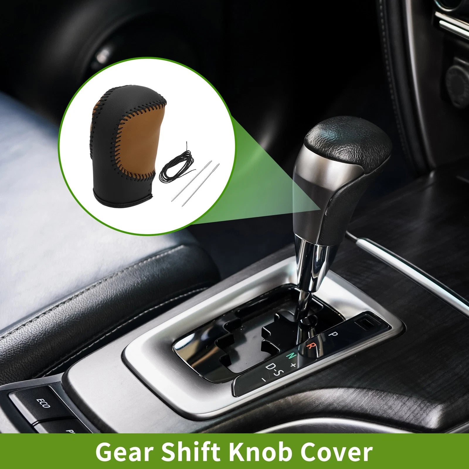 1 Pc Gear Shift Knob Cover for Honda CR-V (2023–2024) Black Brown Faux Leather