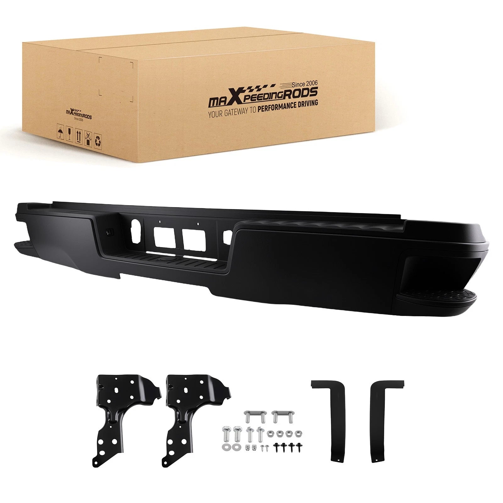 Black Steel Rear Bumper for Chevy Silverado 1500 (2014–2018) 11722504