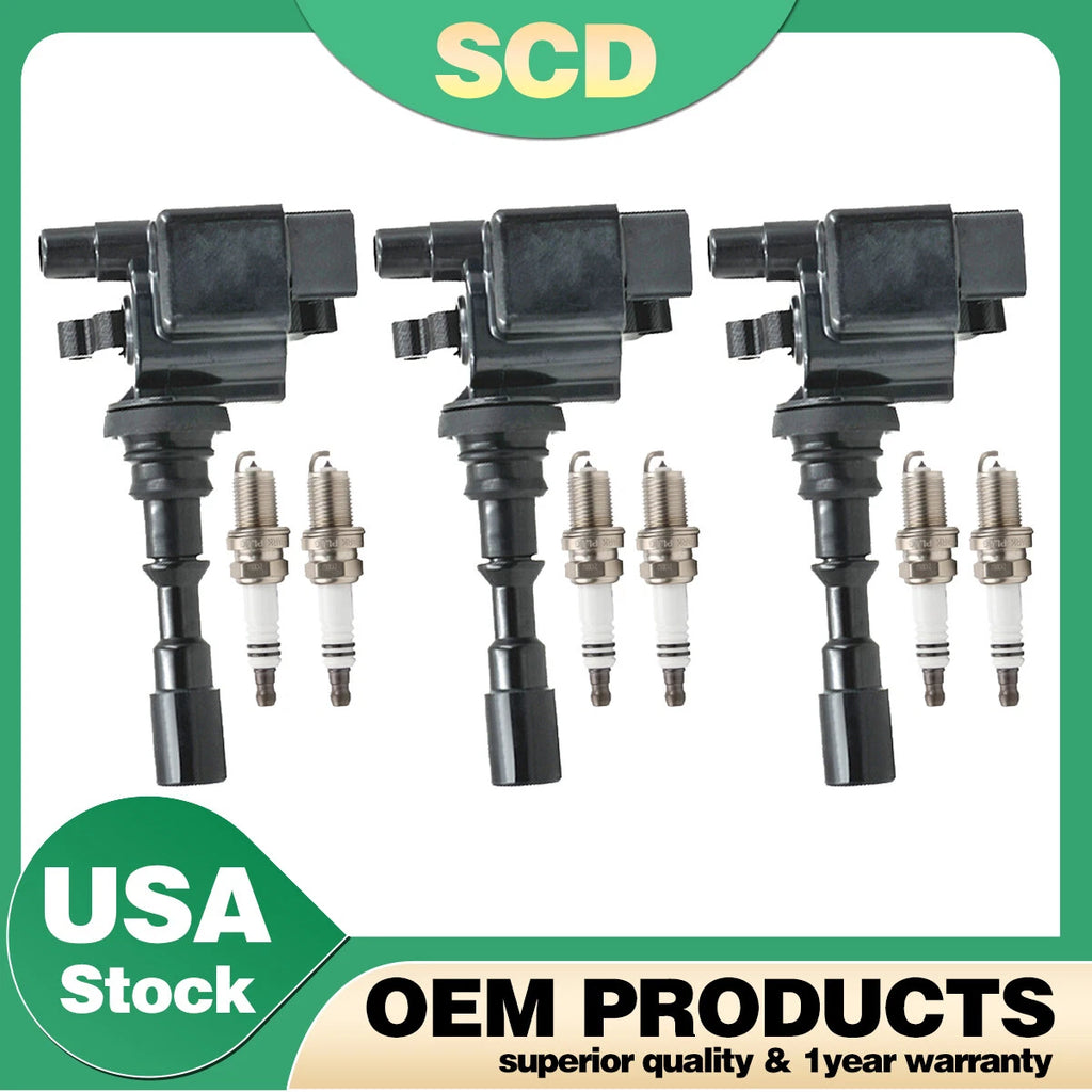 3X Ignition Coils & 6X Spark Plugs for Hyundai Santa Fe, Kia Amanti (2003–2006) UF439
