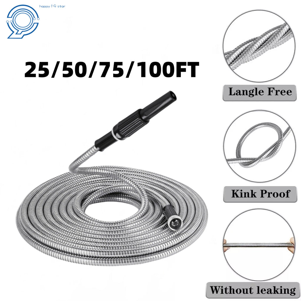 Stainless Steel Flexible Water Hose Pipe 25/50/75/100FT