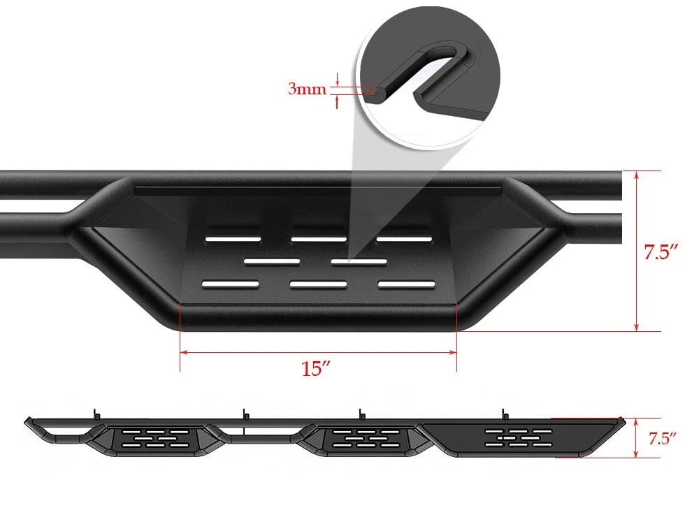 Nerf Bars for Dodge Ram 1500 Quad Cab 2019-2026 (6.5ft Bed, Black)