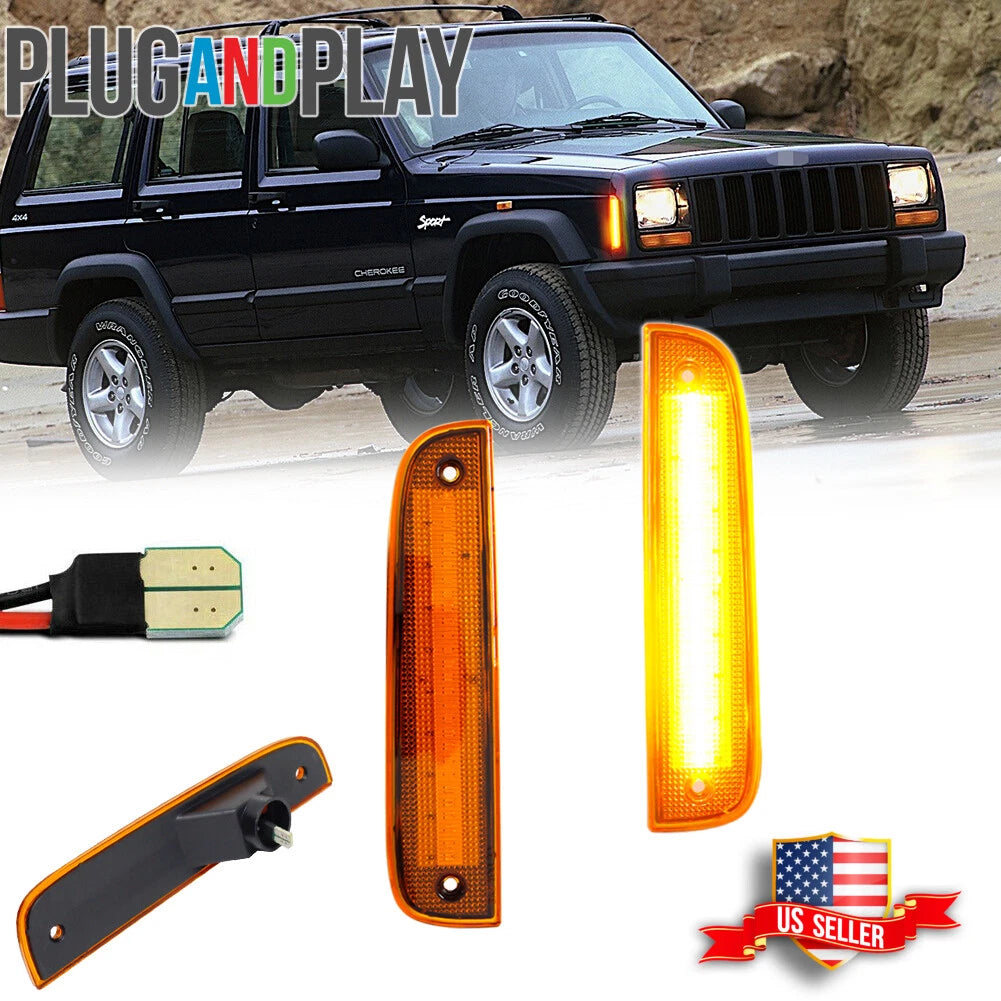 2X Amber LED Front Side Marker Lights for Jeep Cherokee (1997–2001)