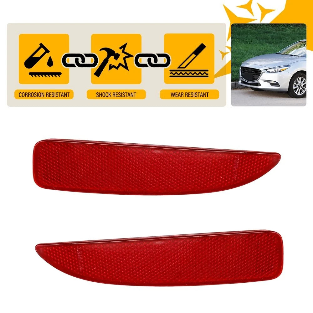 Pair Rear Bumper Reflectors for Mazda 6 (2014–2017) - Red Lens LH RH
