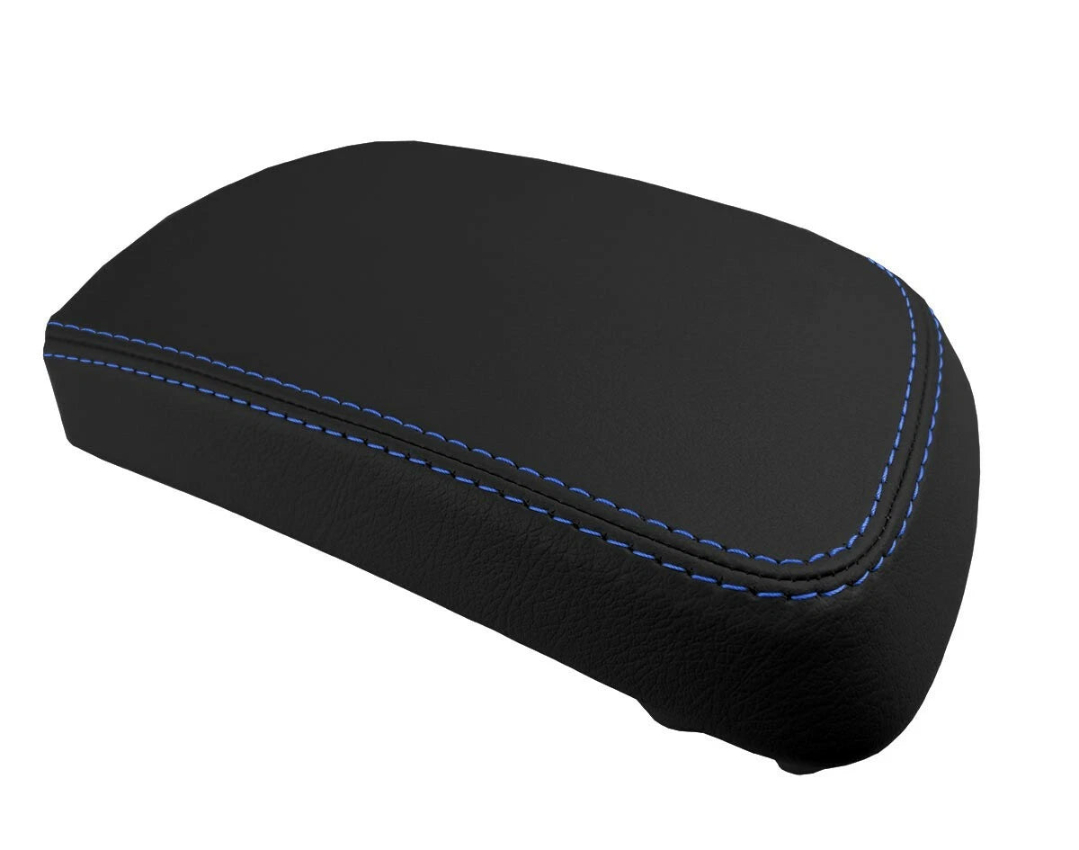Console Lid Pull Over Cover Leather for Toyota Yaris (2008–2011) Blue Stitch