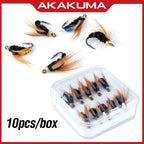 10pcs Fly Lures for Freshwater Fishing with Metal Hooks