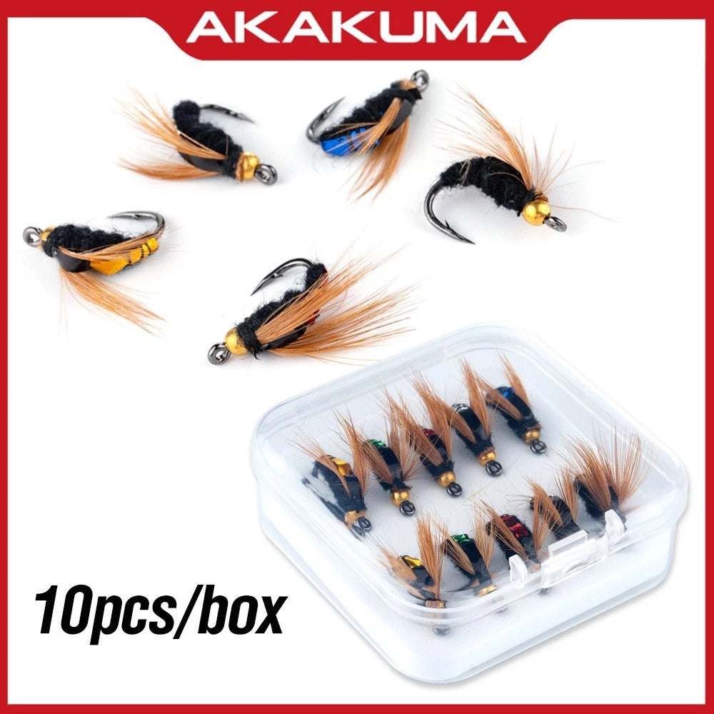 10pcs Fly Lures for Freshwater Fishing with Metal Hooks