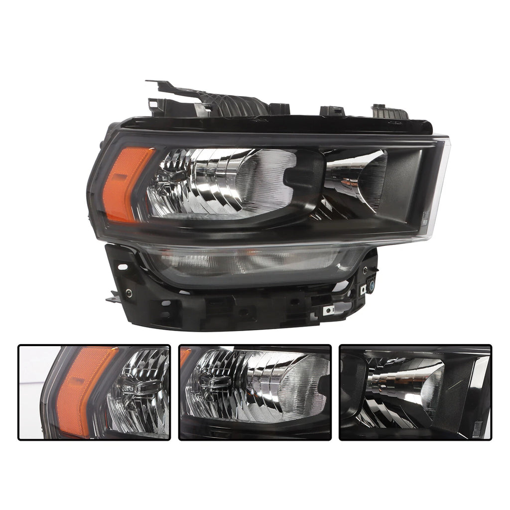 Set of 2 Halogen Headlights for Ram 2500 3500 (2019–2024) Left+Right Black