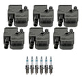 Set of 6 Ignition Coils & Spark Plugs for Acura RL, Audi A6, Ford Taurus V6