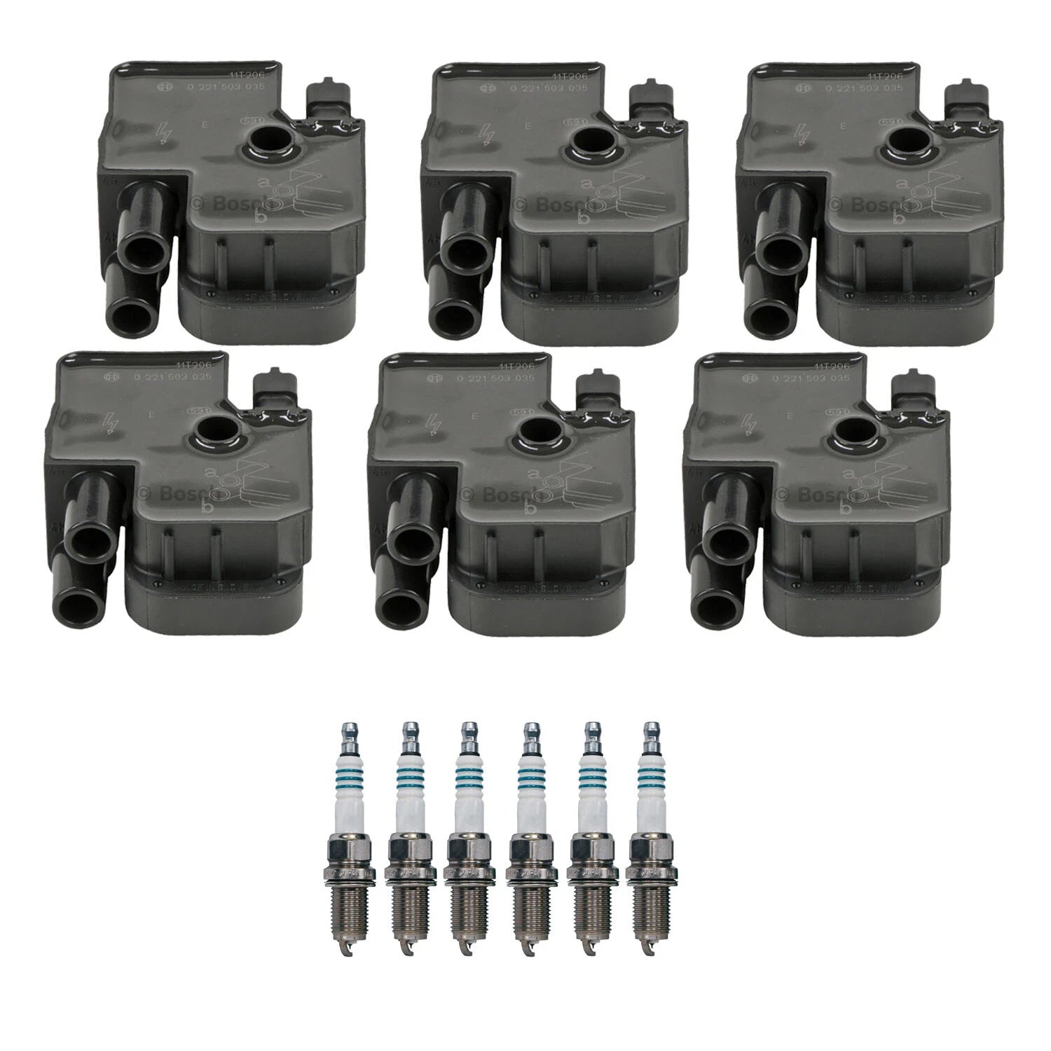 Set of 6 Ignition Coils & Spark Plugs for Acura RL, Audi A6, Ford Taurus V6