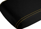 Console Lid Armrest Cover for Dodge Challenger (2008–2014) Carbon Fiber Yellow Stitch