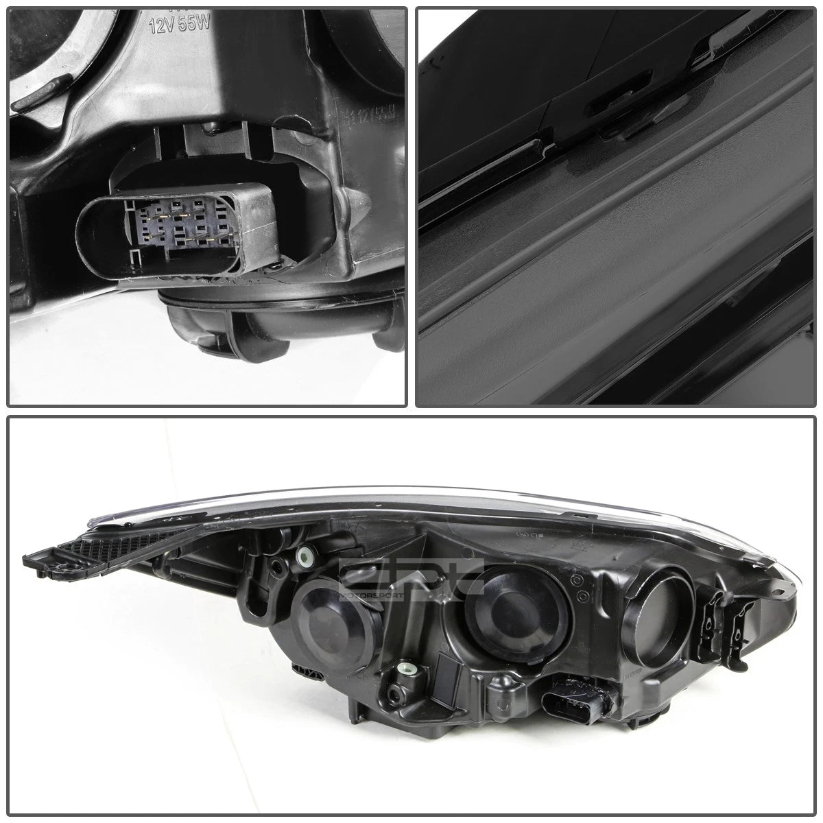 Pair of Smoked/Clear Side Headlight Lamps for Ford Focus (2012–2014)