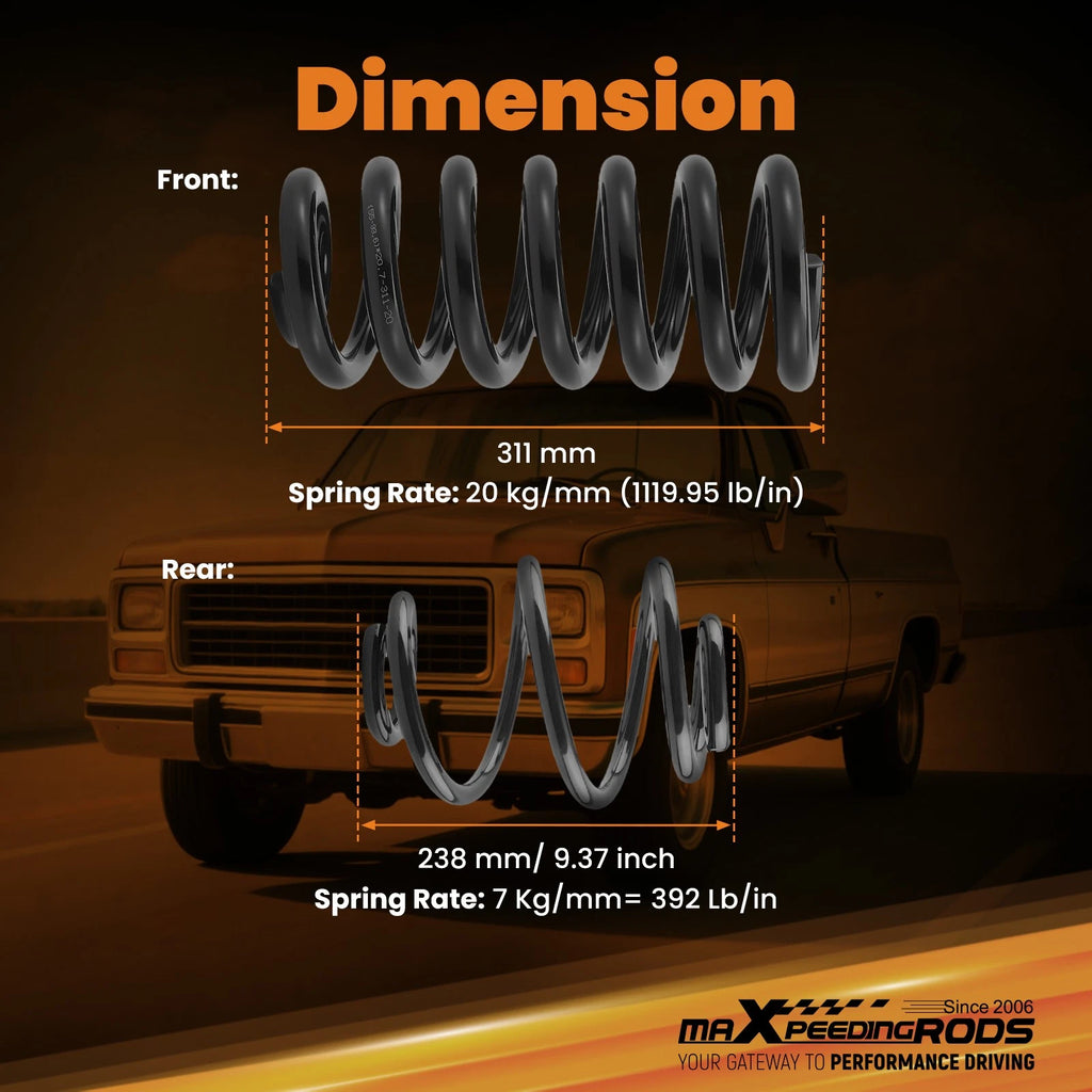 2" Front and 4" Rear Lowering Springs for Chevrolet C10/C15 (1963–1972)