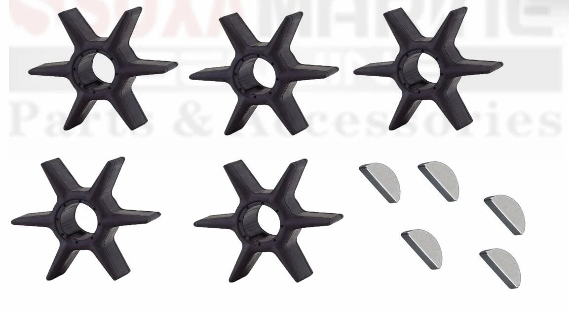 5pcs Water Pump Impeller with Key for Yamaha Mariner Outboard (6AW-44352-00)
