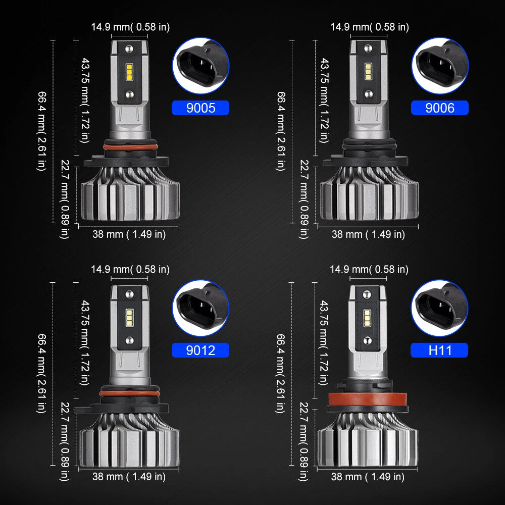 H4 H7 H11 9005 9012 LED Headlight Bulb Kit (8000LM, Hi/Lo Beam)