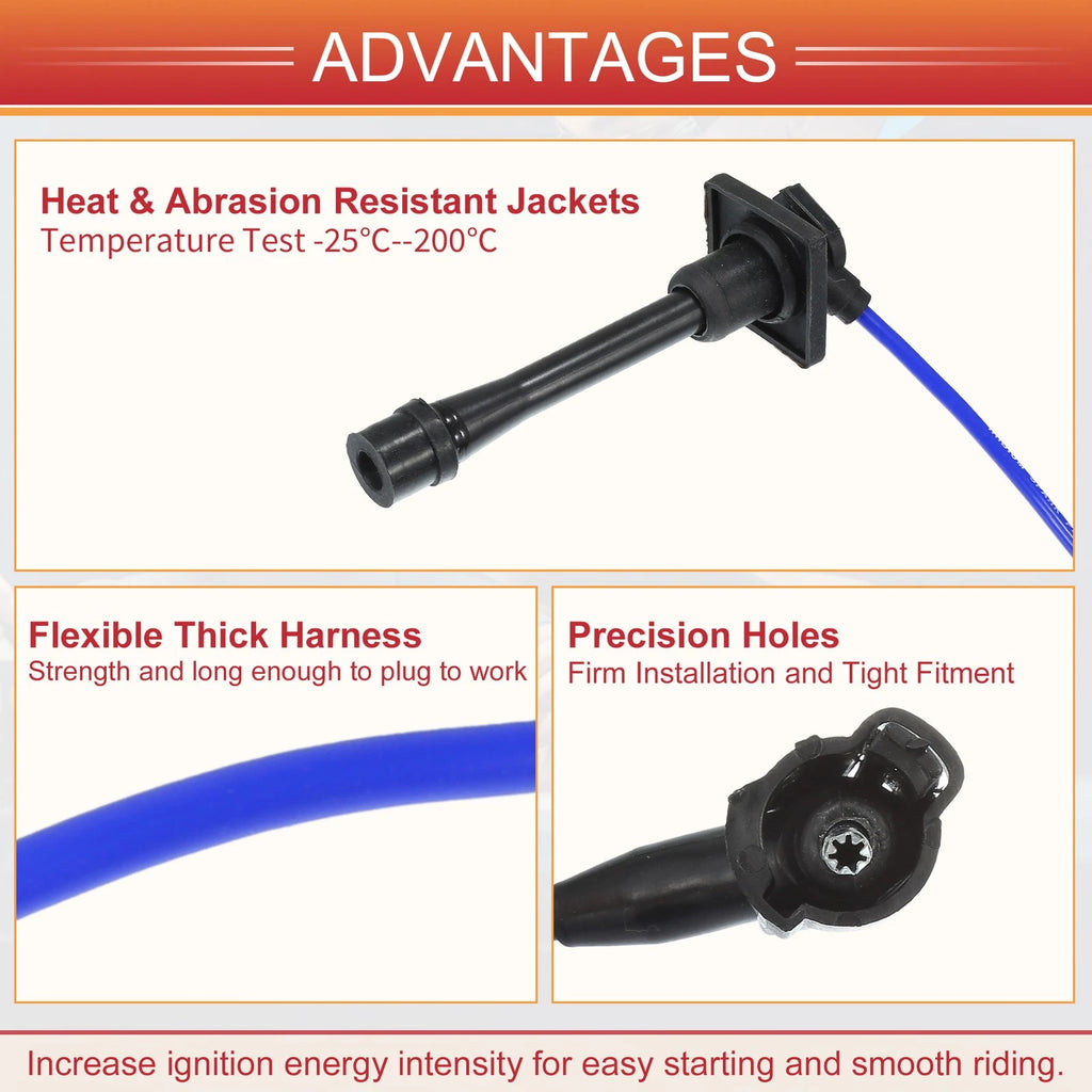 Set of 4 Spark Plug Wire Ignition Coil Cables No. 9091922327 for Toyota Celica (1994–1998)