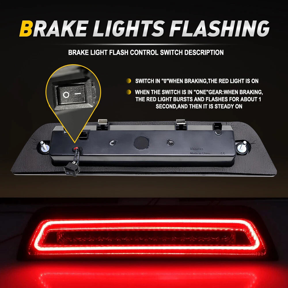 F1 Style Hyper Flash LED Smoke 3rd Brake Light for Toyota Tacoma (2016-2023)
