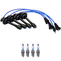 NGK Wire Set & Denso 4 Double Iridium Spark Plugs for Chevrolet Prizm (1998–2002)