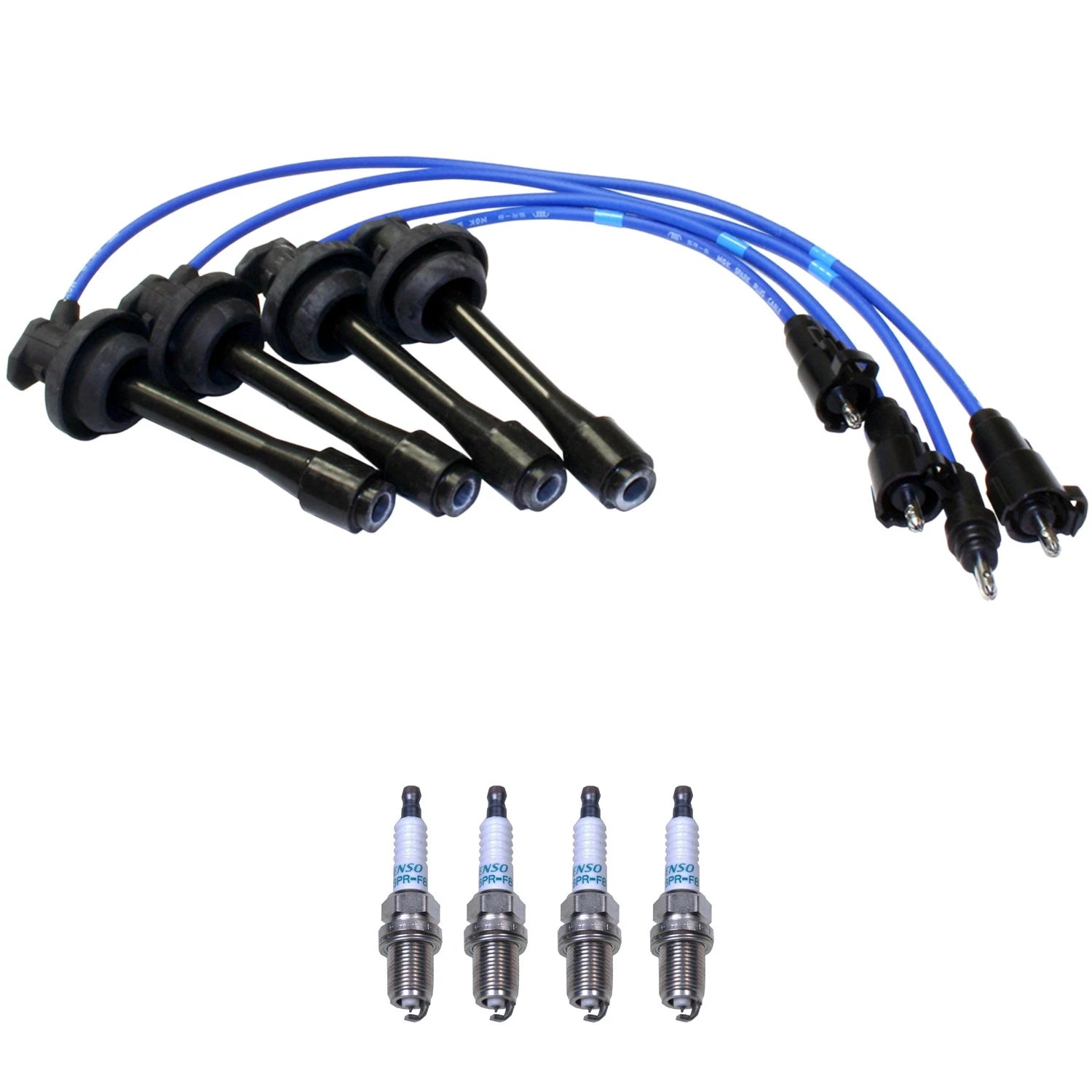 NGK Wire Set & Denso 4 Double Iridium Spark Plugs for Chevrolet Prizm (1998–2002)