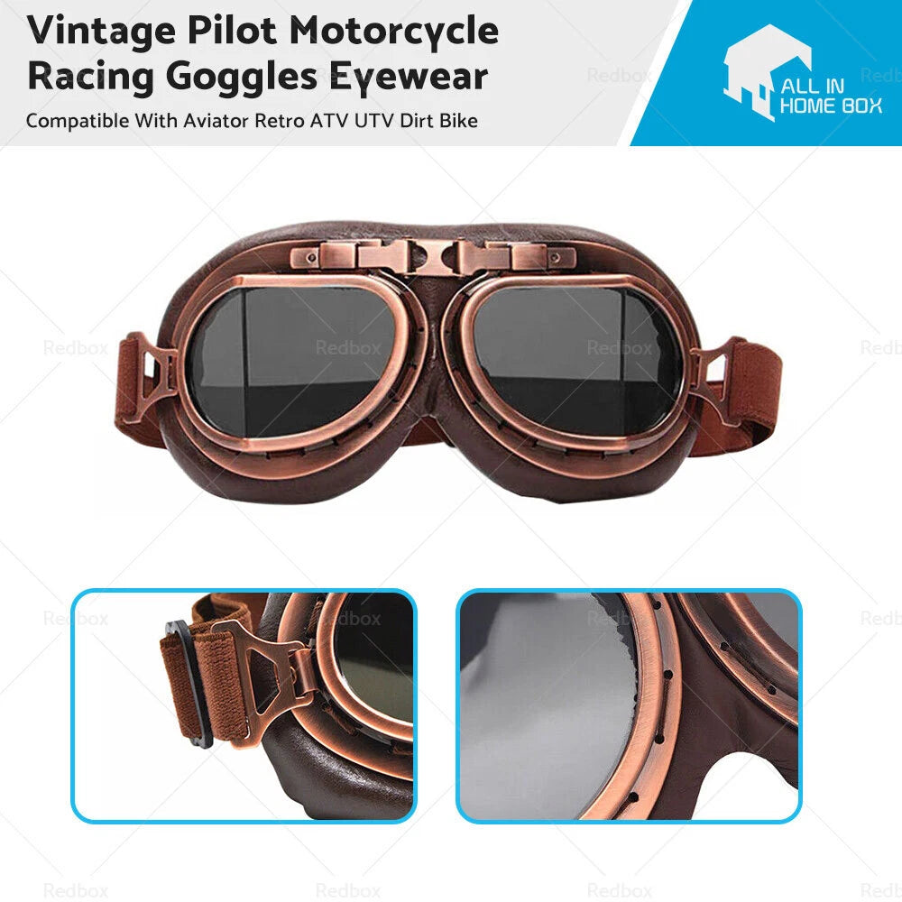 Pilot Motorcycle Racing Goggles for Harley ATV UTV Dirt Bike (Vintage)