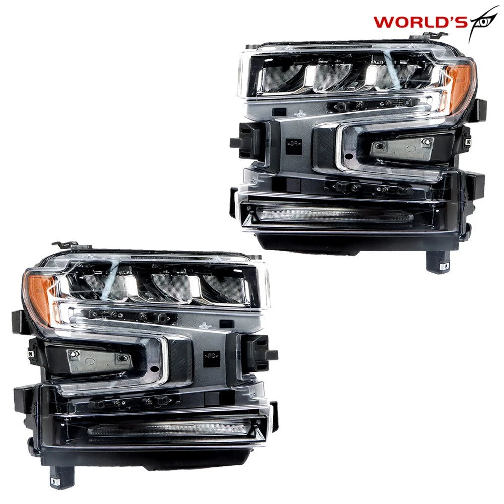 LED Headlight Set for Silverado 1500 (2019–2020) Black Housing Clear