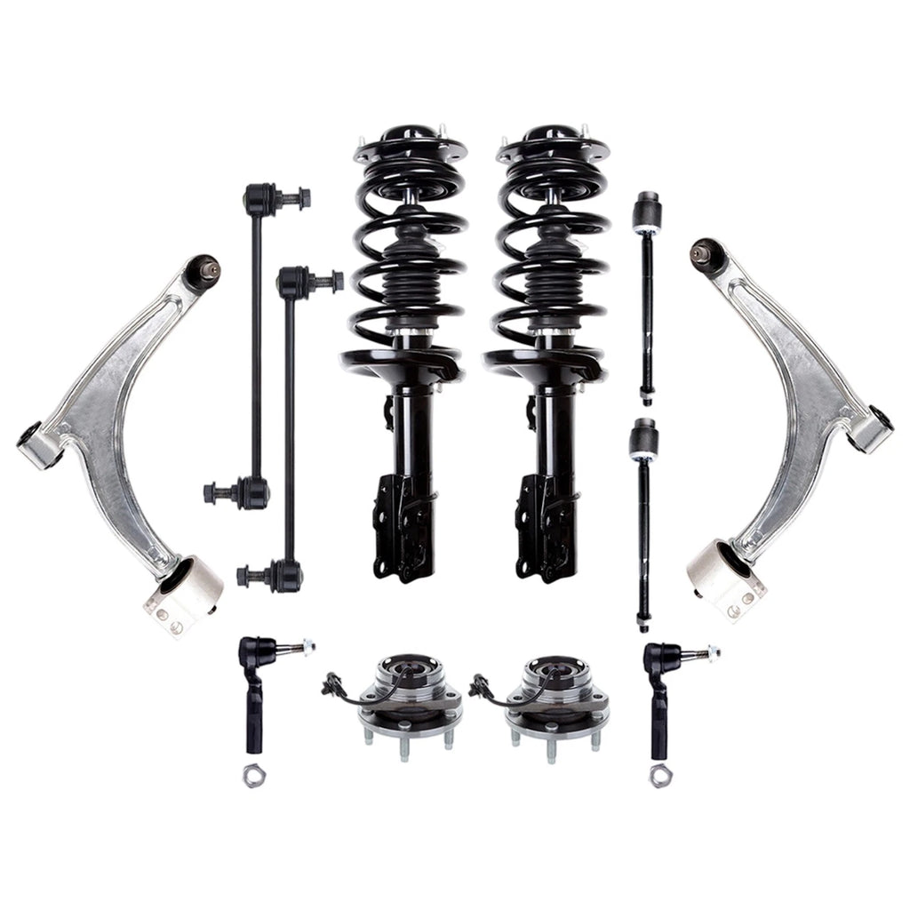 Front Struts Lower Control Arms Tie Rods Kit for Chevy Malibu Aura G6 (2004–2012)