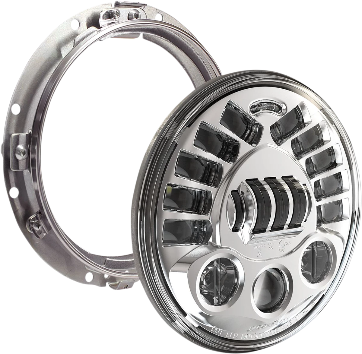 Adaptive Headlight with Mount for Custom Dynamics (7", Chrome)