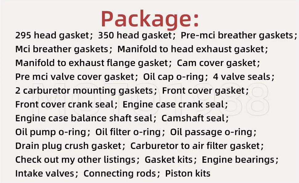 Engine Gasket Seals 295cc/350cc for EZGO ROBINS FUJI (1991–2002)