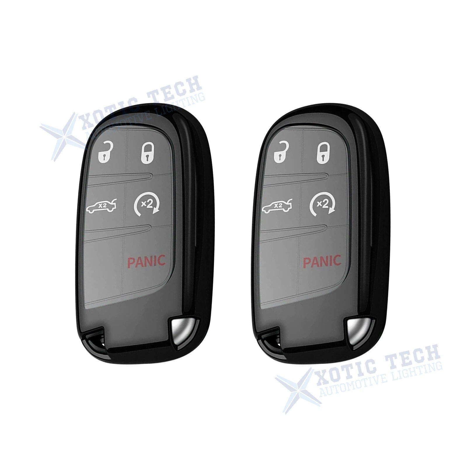2X Black TPU Full Cover Keyless Entry Key Fob Protector for Jeep (2017–2024)