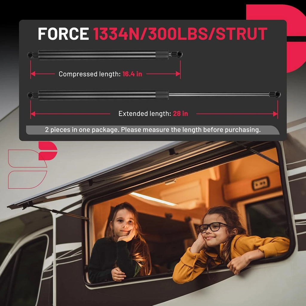 Set of 2 Gas Struts for Snugtop Toolbox (28in, 300Lb)