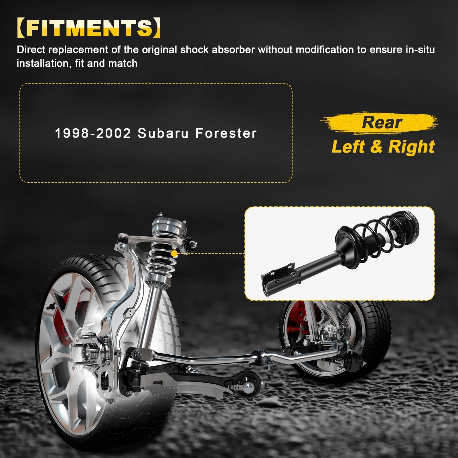 Set of 2 Rear Complete Struts for Subaru Forester (1998–2002)