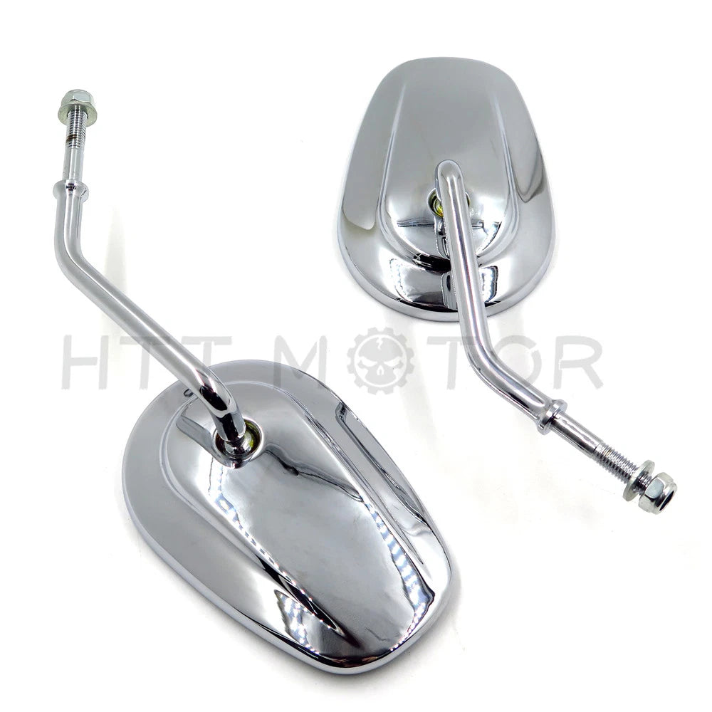 Chrome Tapered Teardrop Rearview Long Stem Mirrors for Harley Motorcycle