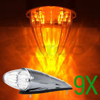 9PCS Clear LED Lens Side Marker Lights for Western Star Peterbilt Mack Kenworth