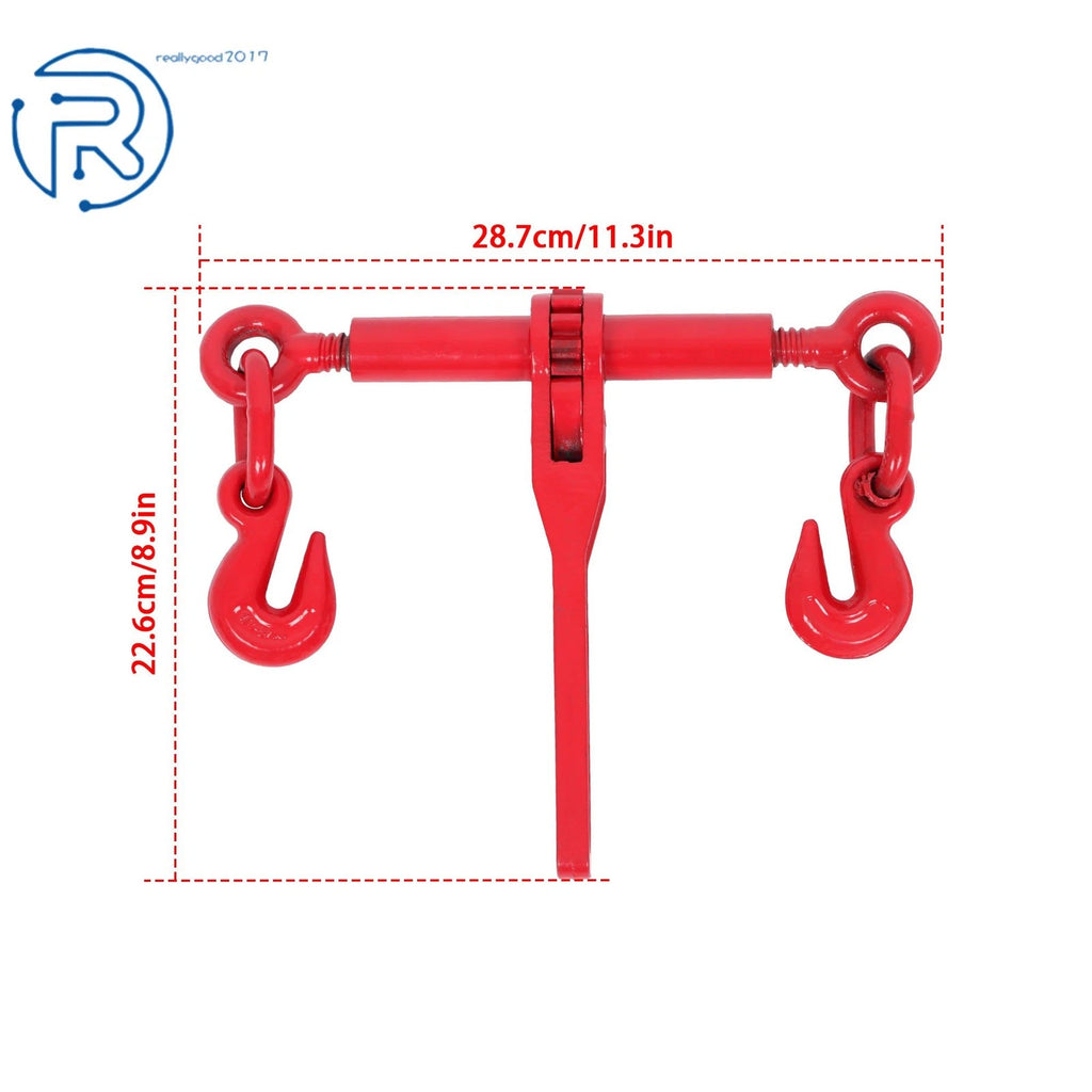 Set of 4 Ratchet Chain Load Binders for Tie Down Rigging