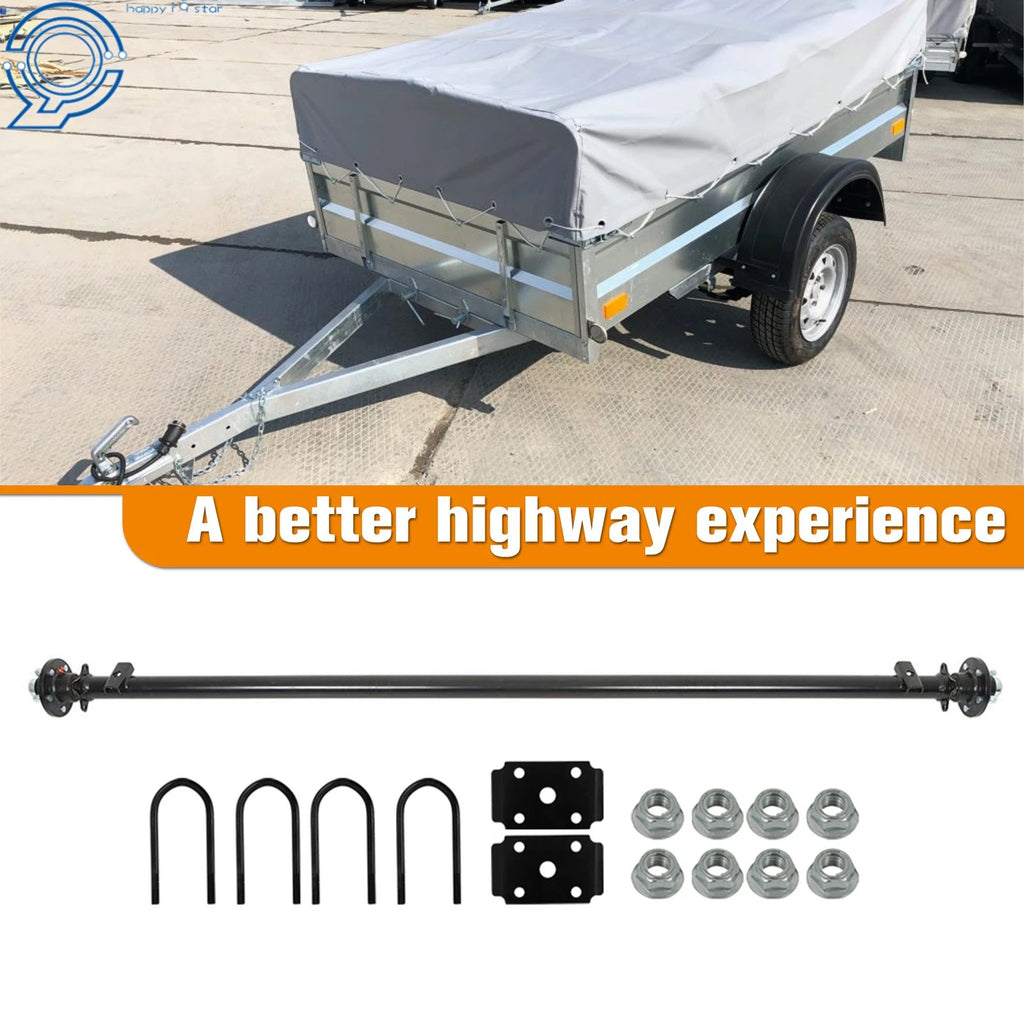 3500lbs Trailer Axle 5 Lug 95" HF 80" Spring Center 82" 5 on 4.5" w/ U-Bolt Kit