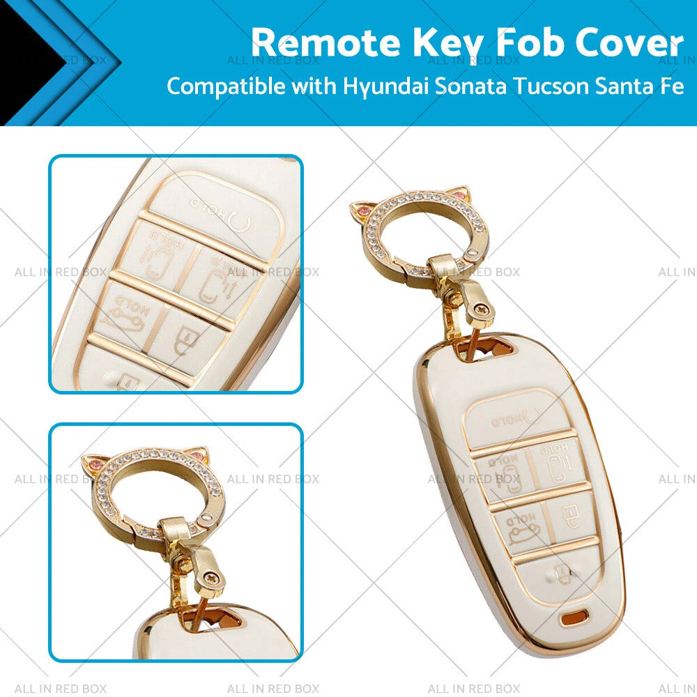 TPU 6-Button Key Fob Cover for Hyundai Sonata Tucson Santa Fe (2011–2023)