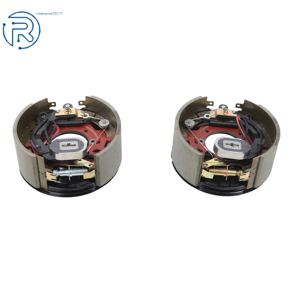Set of 2 Electric Trailer Brake Assemblies for 12K-15K Axles (Self-Adjusting)