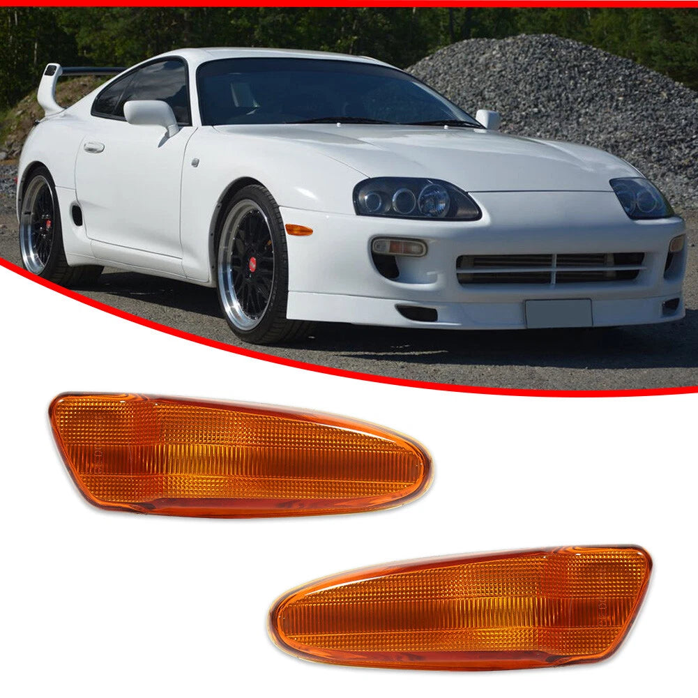 Set of 2 Amber Plastic Lens Front Side Marker Lights for Toyota Celica