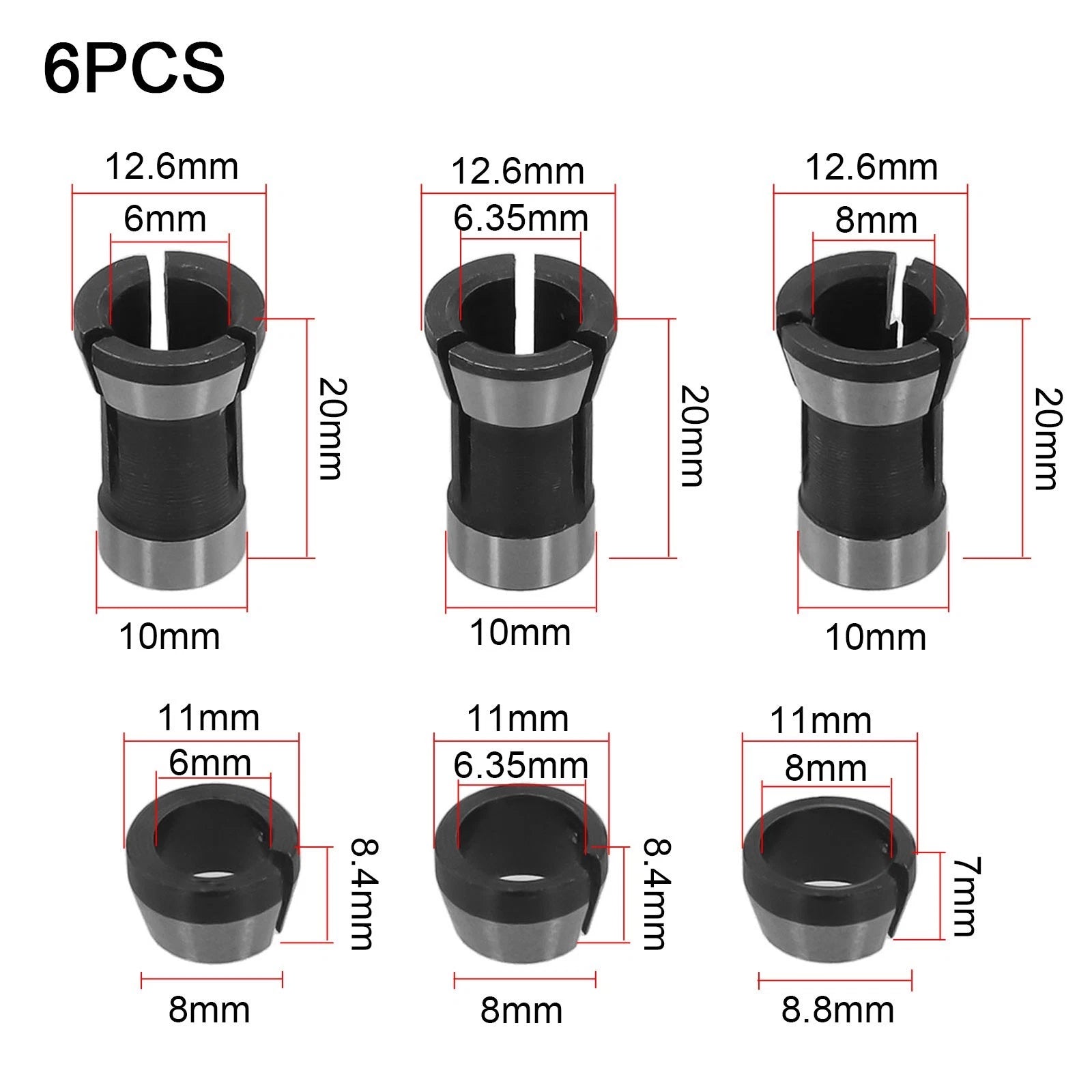 6mm, 6.35mm, 8mm Collet Chucks for Engraving Tool
