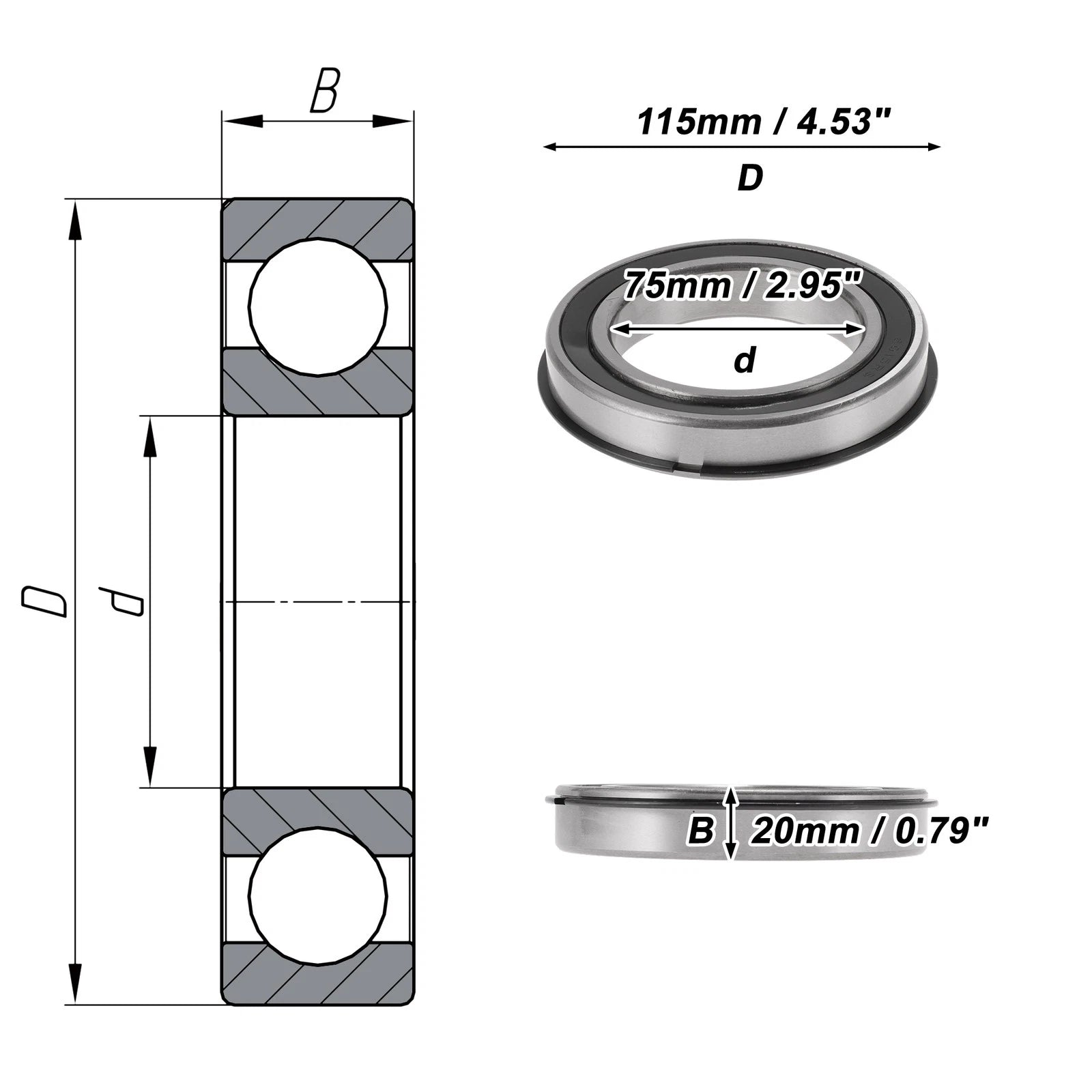 Deep Groove Ball Bearings 6015NR2RS for Various Applications (75x115x20mm)