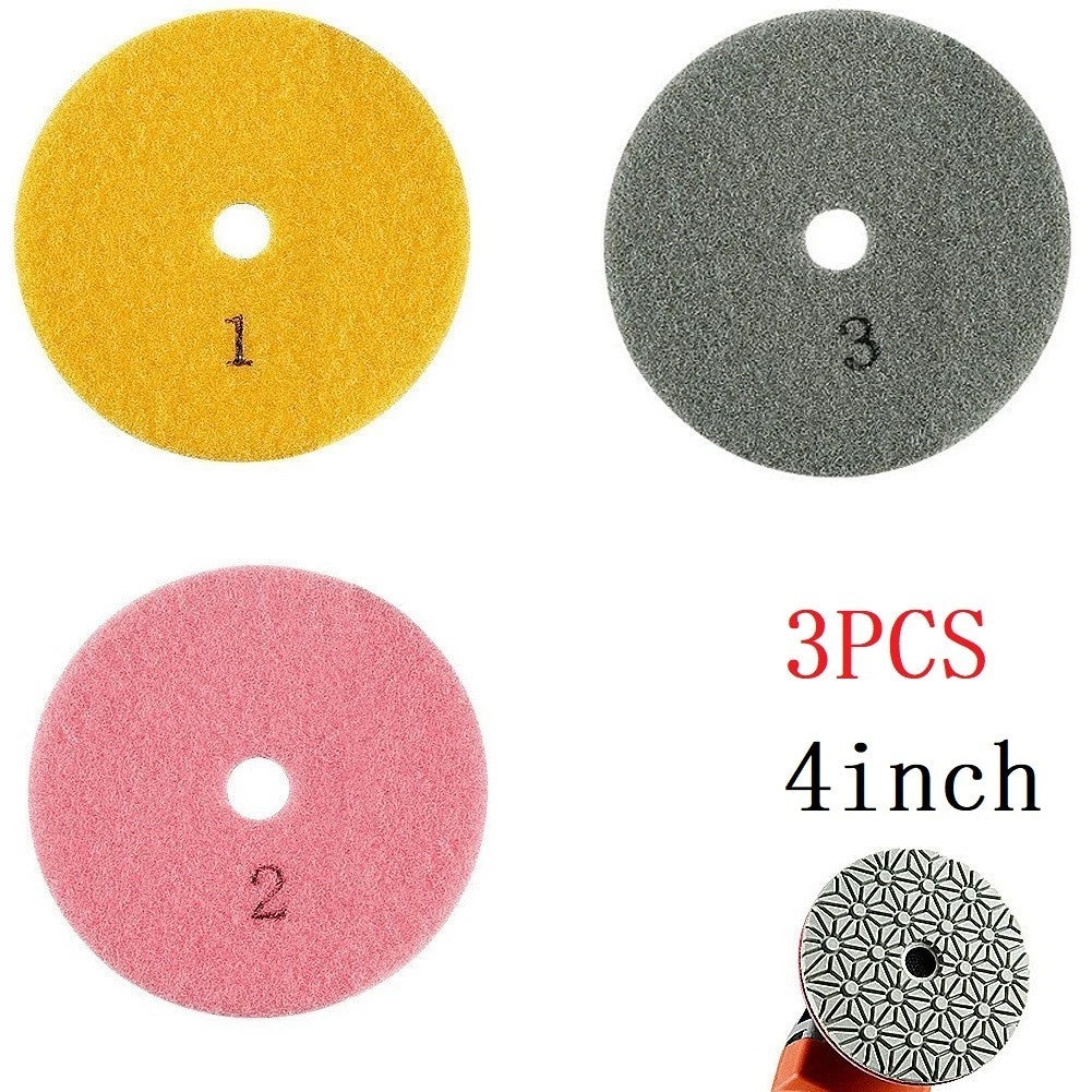 3PCS 4 Inch Diamond Polishing Pads for Granite Stone Marble