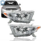 Halogen Headlight Set for Toyota Highlander (2011–2013) Left + Right Chrome